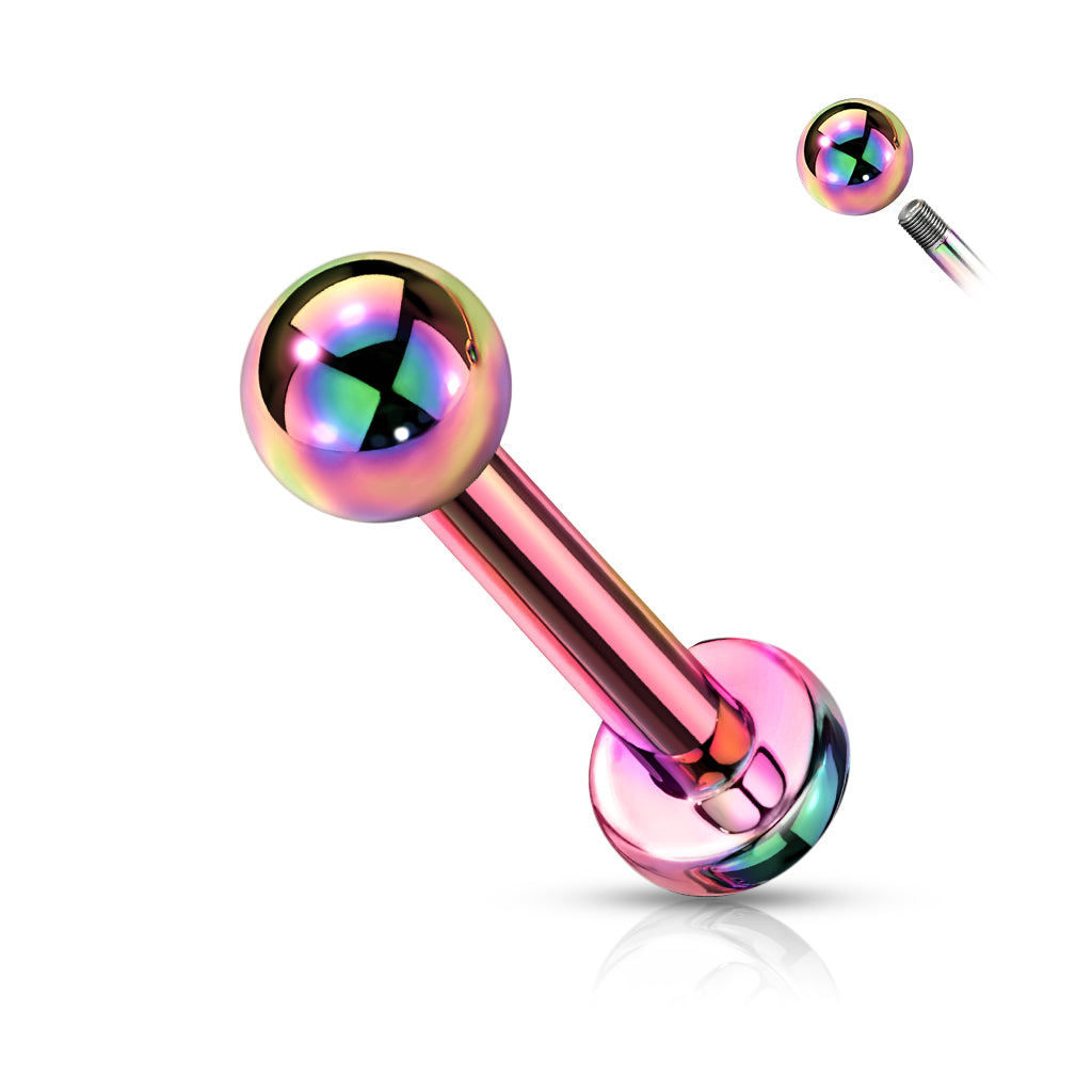 Implant Grade Titanium Externally Threaded PVD Plated Labret With Basic Ball Top